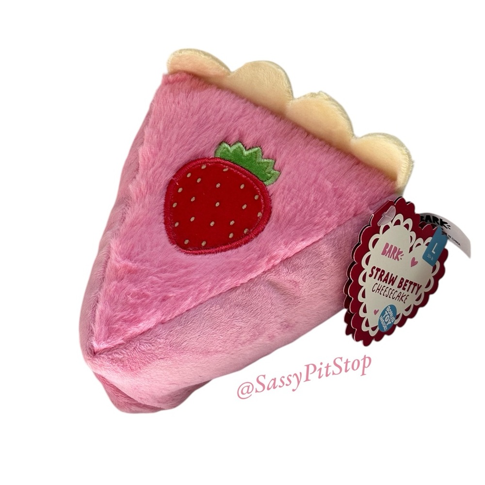 BARK STRAW BETTY CHRESECAKE Plush Dog Toy Rip & Reveal Bonus Toy Inside